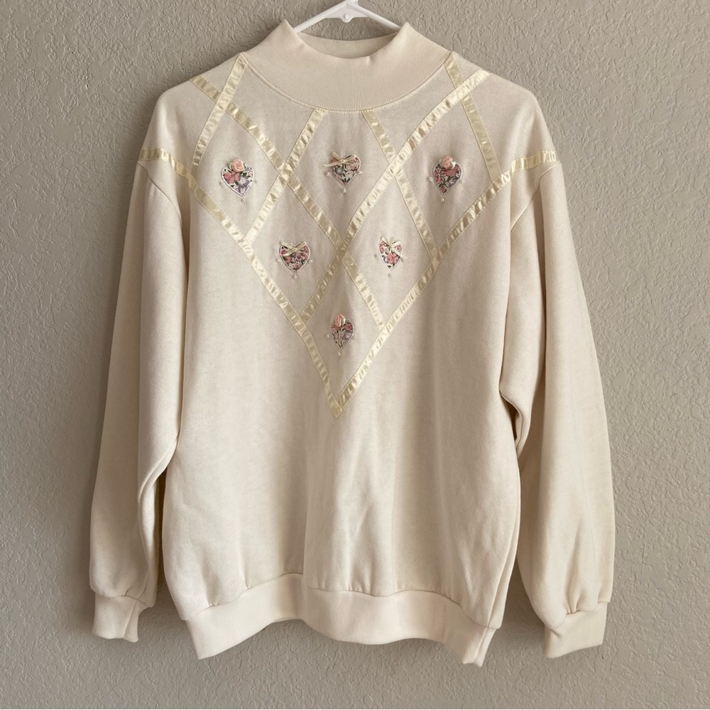 Vintage Mock Neck Sweatshirt Cottagecore Grandma Sweater Girly Soft